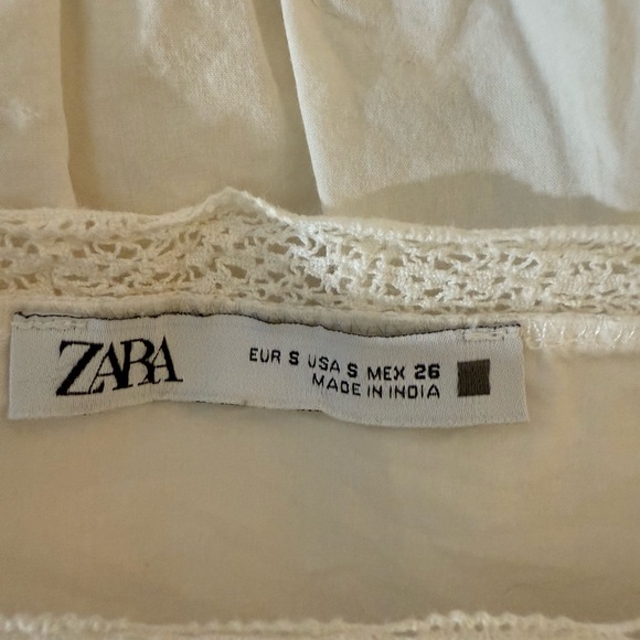 ZARA White Embroidered Ruffle Top, S - Picture 2 of 5